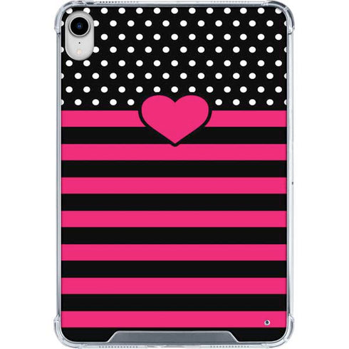 Polka Dots and Stripes Heart in Pink iPad 11th Gen (2025) Clear Case