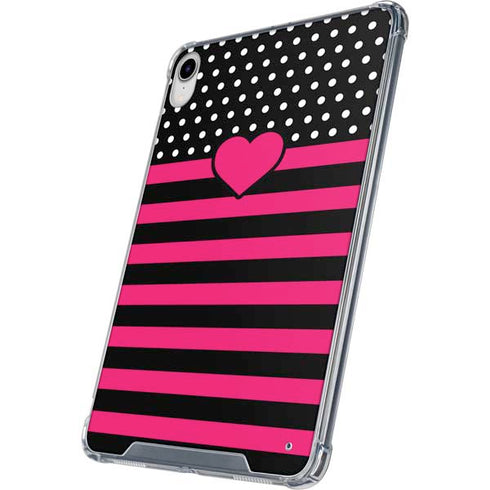 Polka Dots and Stripes Heart in Pink iPad 11th Gen (2025) Clear Case
