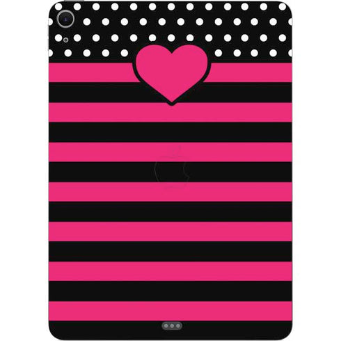 Polka Dots and Stripes Heart in Pink Apple iPad Air Skin