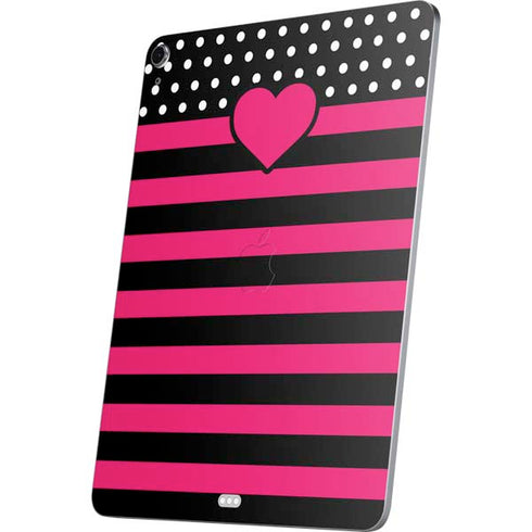 Polka Dots and Stripes Heart in Pink Apple iPad Air Skin