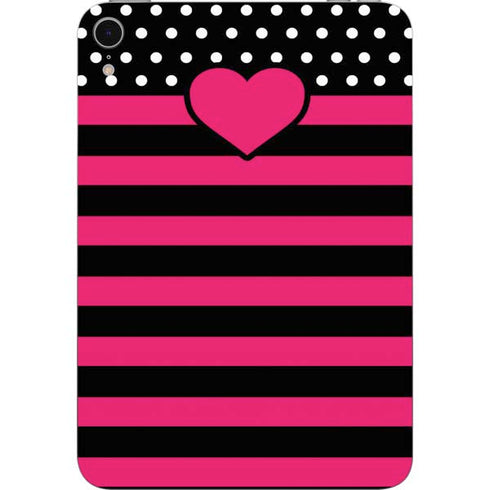 Polka Dots and Stripes Heart in Pink Apple iPad Mini Skin