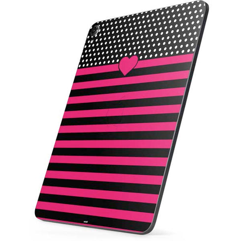 Polka Dots and Stripes Heart in Pink Apple iPad Pro Skin