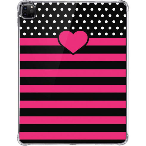 Polka Dots and Stripes Heart in Pink iPad Pro 11in (2024) Clear Case