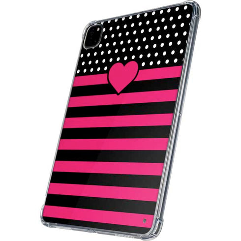 Polka Dots and Stripes Heart in Pink iPad Pro 11in (2024) Clear Case