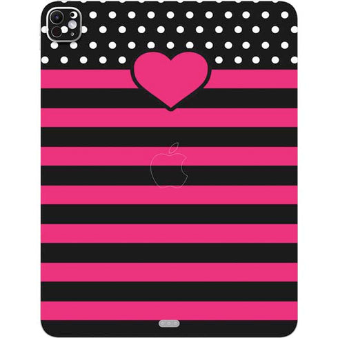 Polka Dots and Stripes Heart in Pink iPad Pro 13in M4 (2024) Skin