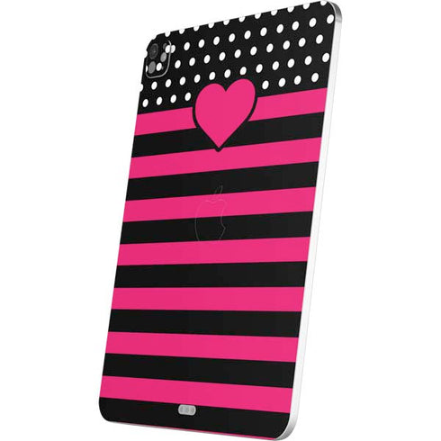 Polka Dots and Stripes Heart in Pink iPad Pro 13in M4 (2024) Skin