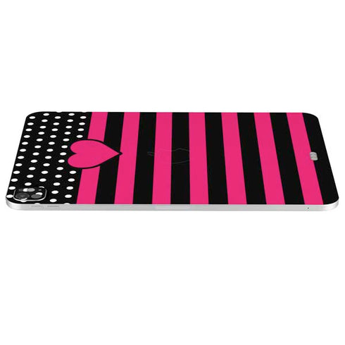 Polka Dots and Stripes Heart in Pink iPad Pro 13in M4 (2024) Skin