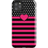 Polka Dots and Stripes Heart in Pink iPhone Cases