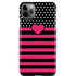 Polka Dots and Stripes Heart in Pink iPhone Cases