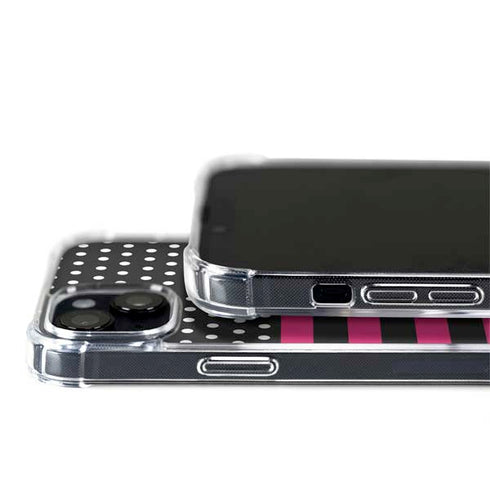 Polka Dots and Stripes Heart in Pink iPhone 14 MagSafe Case