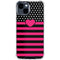 Polka Dots and Stripes Heart in Pink iPhone 15 Clear Case