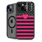 Polka Dots and Stripes Heart in Pink iPhone 15 Plus Kickstand Case