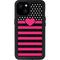Polka Dots and Stripes Heart in Pink iPhone 15 Plus Waterproof Case