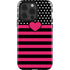 Polka Dots and Stripes Heart in Pink iPhone 15 Pro Impact Case