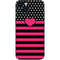 Polka Dots and Stripes Heart in Pink iPhone 15 Skin