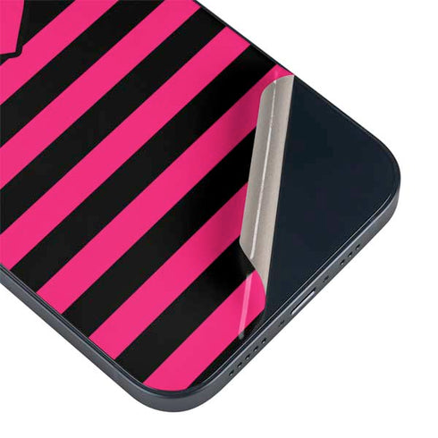 Polka Dots and Stripes Heart in Pink iPhone 15 Skin