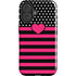 Polka Dots and Stripes Heart in Pink iPhone 16 Impact Case