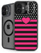 Polka Dots and Stripes Heart in Pink iPhone 16 Kickstand Case