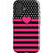 Polka Dots and Stripes Heart in Pink iPhone 16 Plus Impact Case