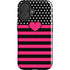 Polka Dots and Stripes Heart in Pink iPhone 16 Plus Impact Case