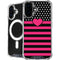 Polka Dots and Stripes Heart in Pink iPhone 16 Plus MagSafe Case