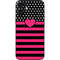 Polka Dots and Stripes Heart in Pink iPhone 16 Plus Skin