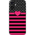 Polka Dots and Stripes Heart in Pink iPhone 16 Plus Skin