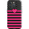 Polka Dots and Stripes Heart in Pink iPhone 16 Pro Impact Case
