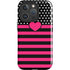 Polka Dots and Stripes Heart in Pink iPhone 16 Pro Impact Case