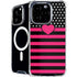 Polka Dots and Stripes Heart in Pink iPhone 16 Pro MagSafe Case