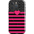 Polka Dots and Stripes Heart in Pink iPhone 16 Pro Magsafe Impact Case