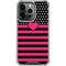 Polka Dots and Stripes Heart in Pink iPhone 16 Pro Max Clear Case