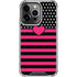 Polka Dots and Stripes Heart in Pink iPhone 16 Pro Max Clear Case