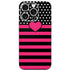 Polka Dots and Stripes Heart in Pink iPhone 16 Pro Skin