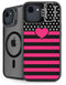 Polka Dots and Stripes Heart in Pink iPhone 16e Kickstand Case
