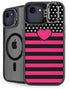 Polka Dots and Stripes Heart in Pink iPhone 16e Kickstand Case