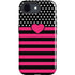 Polka Dots and Stripes Heart in Pink iPhone 16e Impact Case