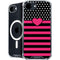 Polka Dots and Stripes Heart in Pink iPhone 16e MagSafe Case