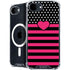 Polka Dots and Stripes Heart in Pink iPhone 16e MagSafe Case