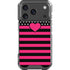 Polka Dots and Stripes Heart in Pink iPhone 18 Pro Clear Case