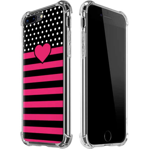 Polka Dots and Stripes Heart in Pink iPhone Cases