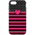 Polka Dots and Stripes Heart in Pink iPhone Cases