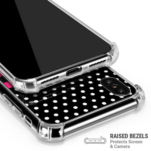 Polka Dots and Stripes Heart in Pink iPhone X/XS Clear Case