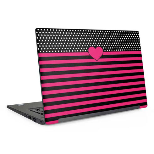 Polka Dots and Stripes Heart in Pink Dell Latitude Skin