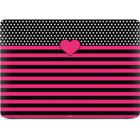 Polka Dots and Stripes Heart in Pink Apple MacBook Air Skin