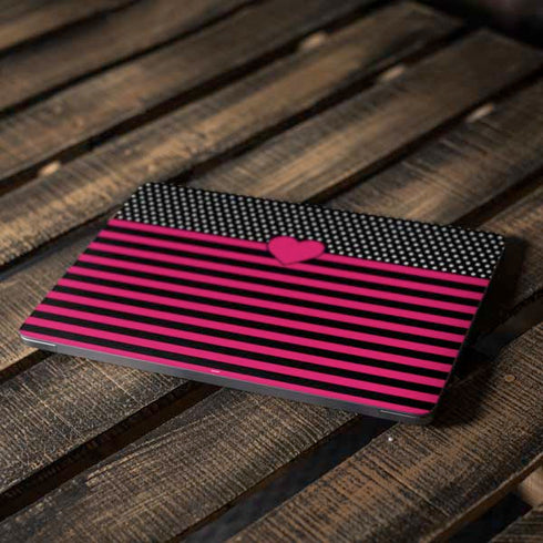 Polka Dots and Stripes Heart in Pink Apple MacBook Air Skin