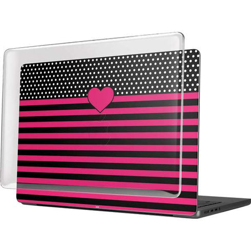 Polka Dots and Stripes Heart in Pink MacBook Pro 14in (2021-24) Case plus Skin