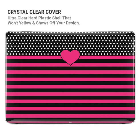 Polka Dots and Stripes Heart in Pink MacBook Pro 14in (2021-24) Case plus Skin
