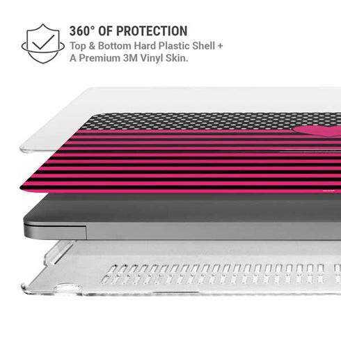 Polka Dots and Stripes Heart in Pink MacBook Pro 14in (2021-24) Case plus Skin