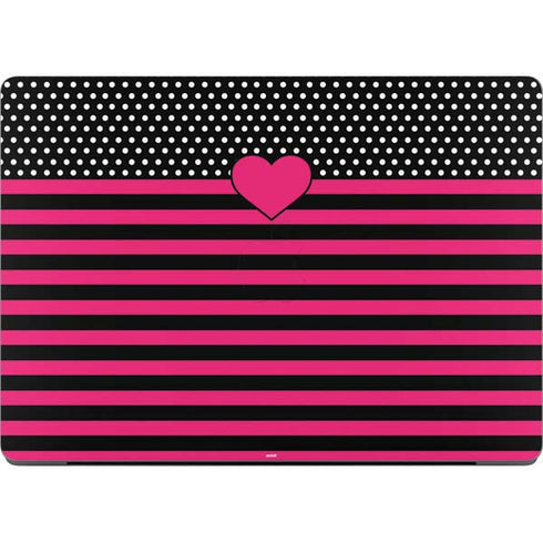 Polka Dots and Stripes Heart in Pink Apple MacBook Pro 14-inch Skin